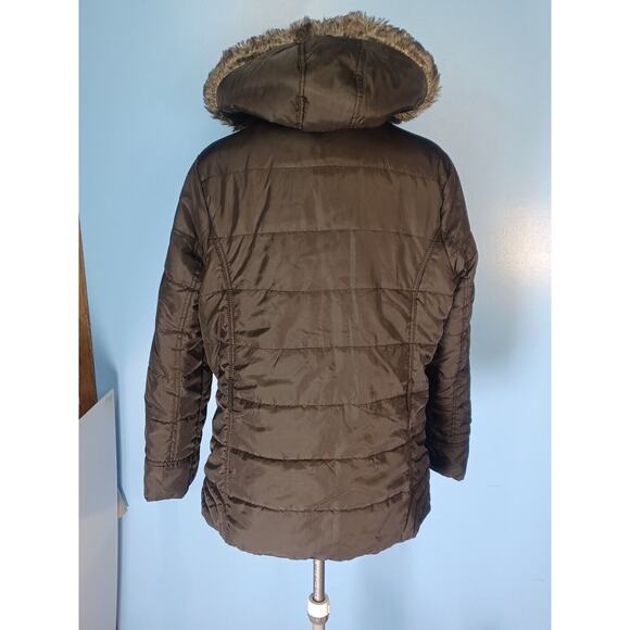 Joe Boxer 1X Black&Pink Trim Womens Zip Up Jacket Faux Fur Trim Hood Removable - Picture 3 of 9